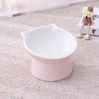 HKM-2956093 Ceramic Anti-Tip Slanted Cat Bowl in Pink, Blue, and Green Options