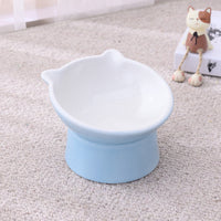 HKM-2956093 Ceramic Anti-Tip Slanted Cat Bowl in Pink, Blue, and Green Options