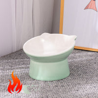 HKM-2956093 Ceramic Anti-Tip Slanted Cat Bowl in Pink, Blue, and Green Options