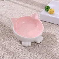 HKM-2956093 Ceramic Anti-Tip Slanted Cat Bowl in Pink, Blue, and Green Options