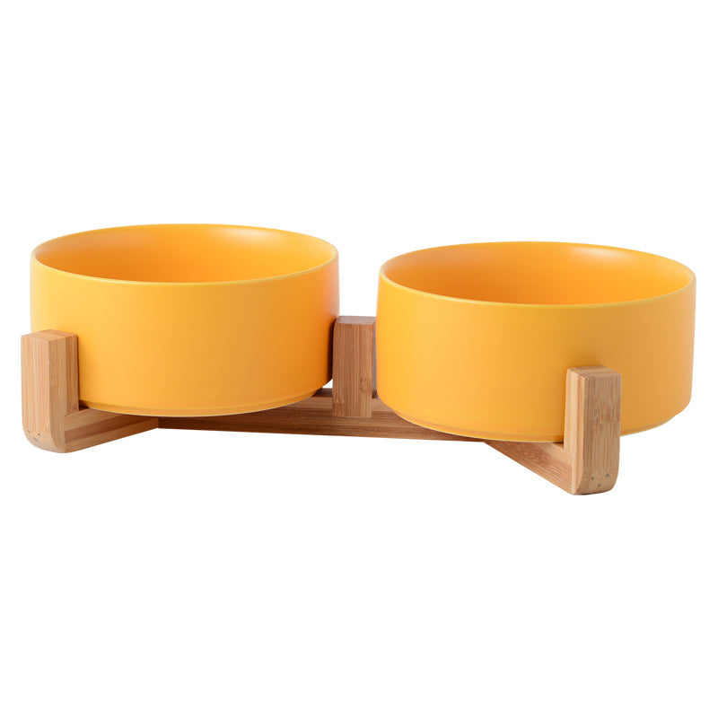 HKM-2960061 Creative Multifunctional Porcelain Fruit Dessert Bowl with Bamboo Mat in Various Colors
