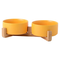 HKM-2960061 Creative Multifunctional Porcelain Fruit Dessert Bowl with Bamboo Mat in Various Colors
