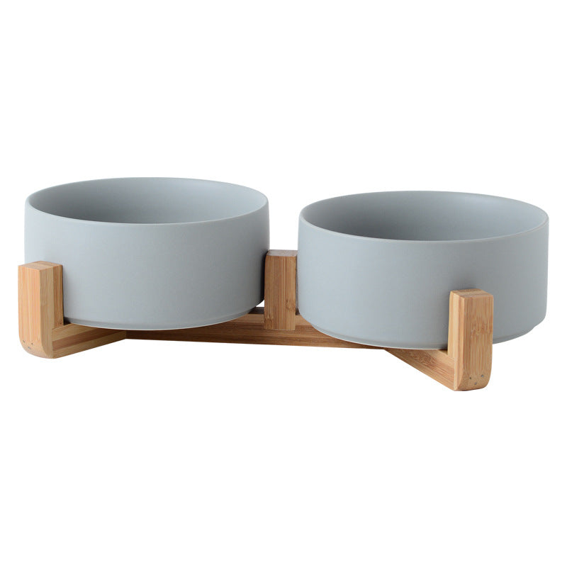 HKM-2960061 Creative Multifunctional Porcelain Fruit Dessert Bowl with Bamboo Mat in Various Colors