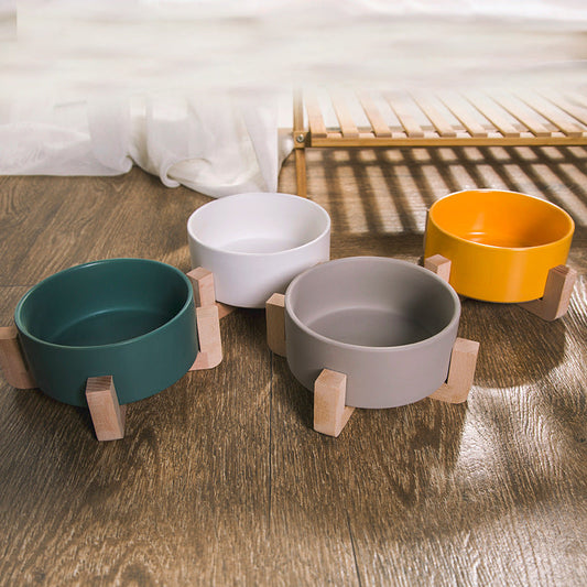 HKM-2960061 Creative Multifunctional Porcelain Fruit Dessert Bowl with Bamboo Mat in Various Colors