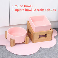 HKM-2960061 Creative Multifunctional Porcelain Fruit Dessert Bowl with Bamboo Mat in Various Colors