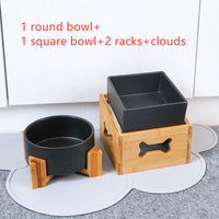 HKM-2960061 Creative Multifunctional Porcelain Fruit Dessert Bowl with Bamboo Mat in Various Colors