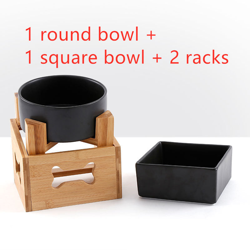 HKM-2960061 Creative Multifunctional Porcelain Fruit Dessert Bowl with Bamboo Mat in Various Colors