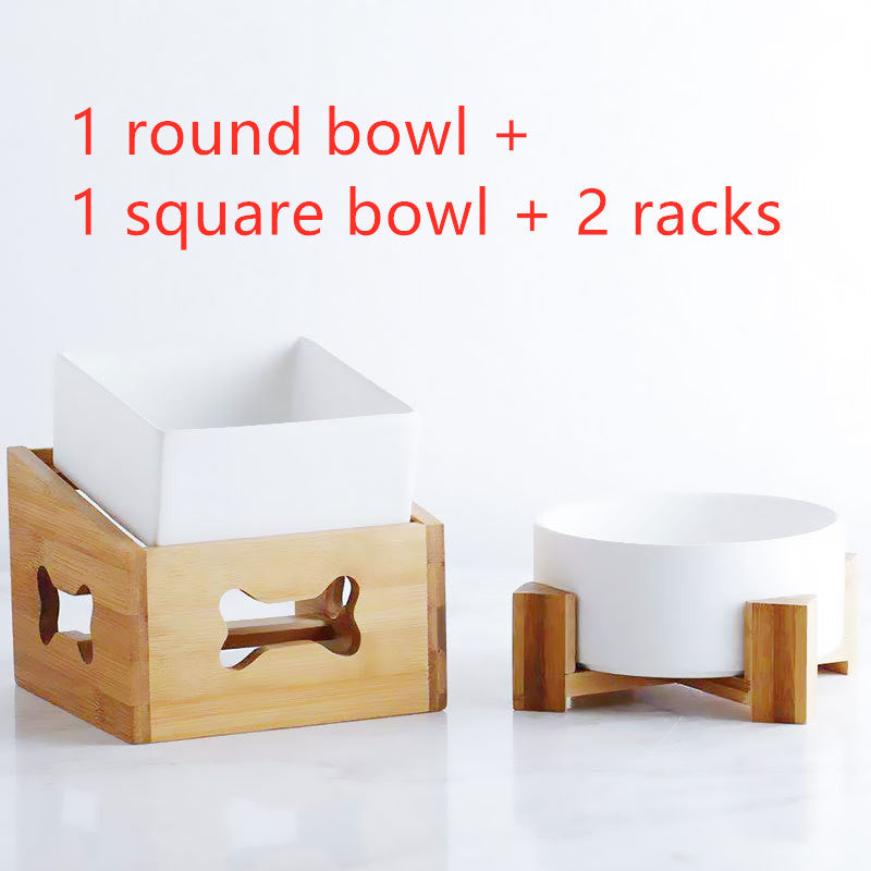 HKM-2960061 Creative Multifunctional Porcelain Fruit Dessert Bowl with Bamboo Mat in Various Colors
