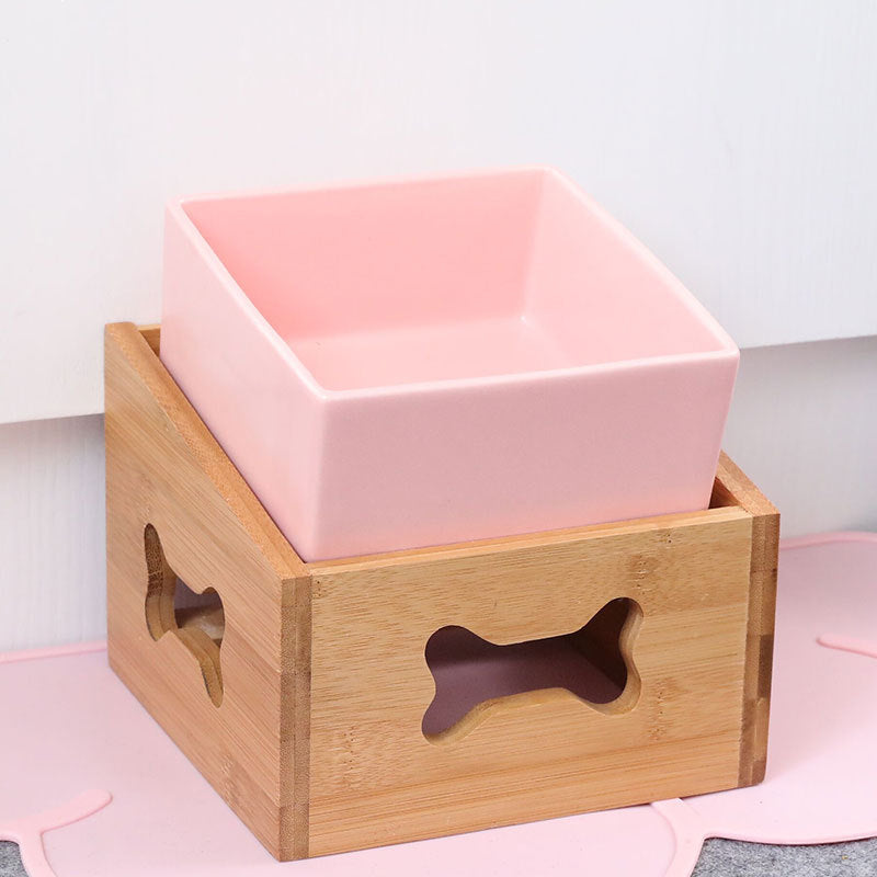 HKM-2960061 Creative Multifunctional Porcelain Fruit Dessert Bowl with Bamboo Mat in Various Colors