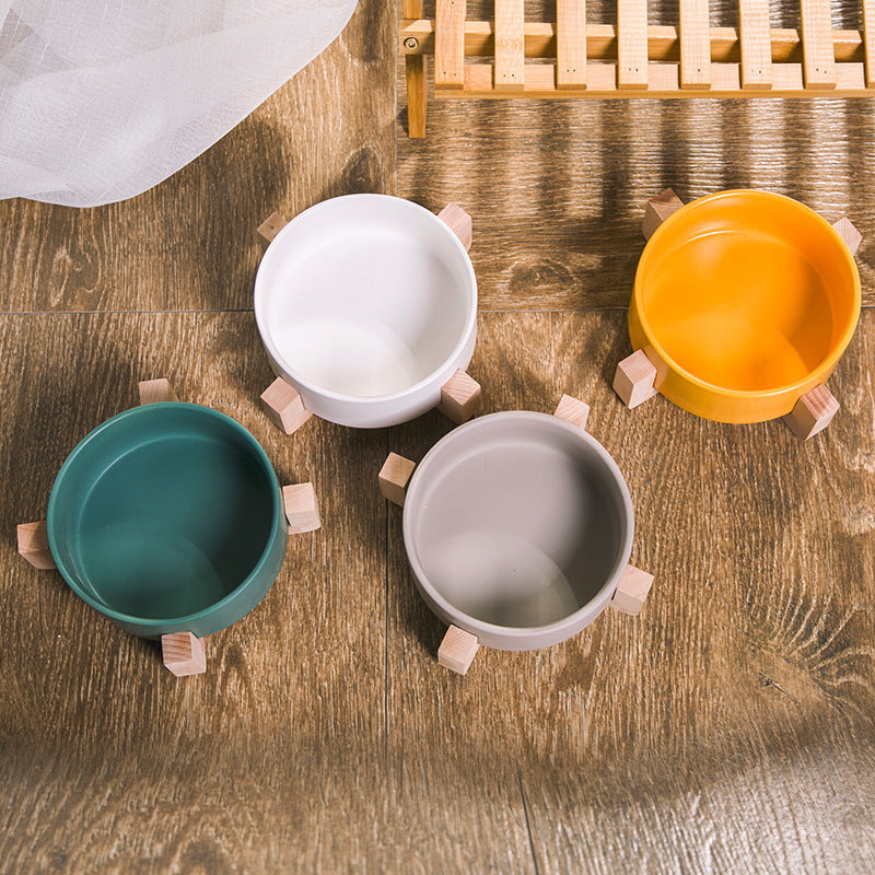 HKM-2960061 Creative Multifunctional Porcelain Fruit Dessert Bowl with Bamboo Mat in Various Colors