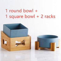 HKM-2960061 Creative Multifunctional Porcelain Fruit Dessert Bowl with Bamboo Mat in Various Colors