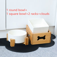 HKM-2960061 Creative Multifunctional Porcelain Fruit Dessert Bowl with Bamboo Mat in Various Colors