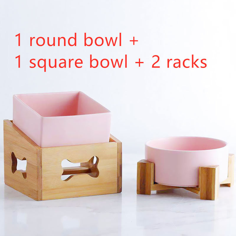 HKM-2960061 Creative Multifunctional Porcelain Fruit Dessert Bowl with Bamboo Mat in Various Colors
