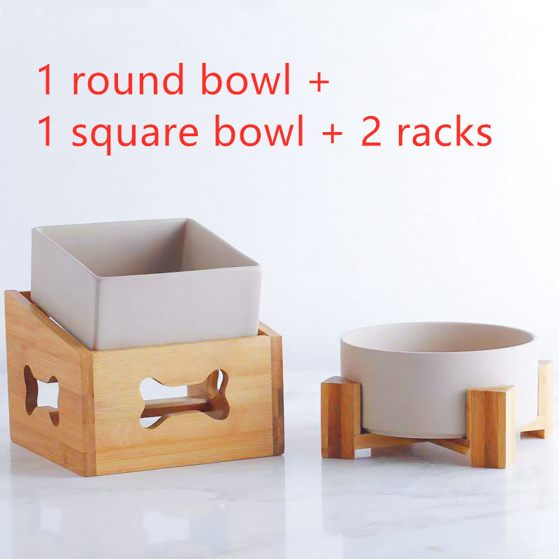 HKM-2960061 Creative Multifunctional Porcelain Fruit Dessert Bowl with Bamboo Mat in Various Colors