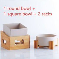 HKM-2960061 Creative Multifunctional Porcelain Fruit Dessert Bowl with Bamboo Mat in Various Colors