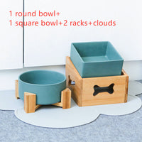 HKM-2960061 Creative Multifunctional Porcelain Fruit Dessert Bowl with Bamboo Mat in Various Colors