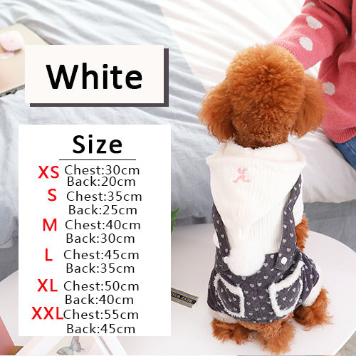 HKM-2960445 Cozy Thick Polyester and Wool Pet Outfit for Small Puppies in White and Pink