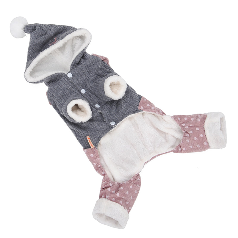 HKM-2960445 Cozy Thick Polyester and Wool Pet Outfit for Small Puppies in White and Pink