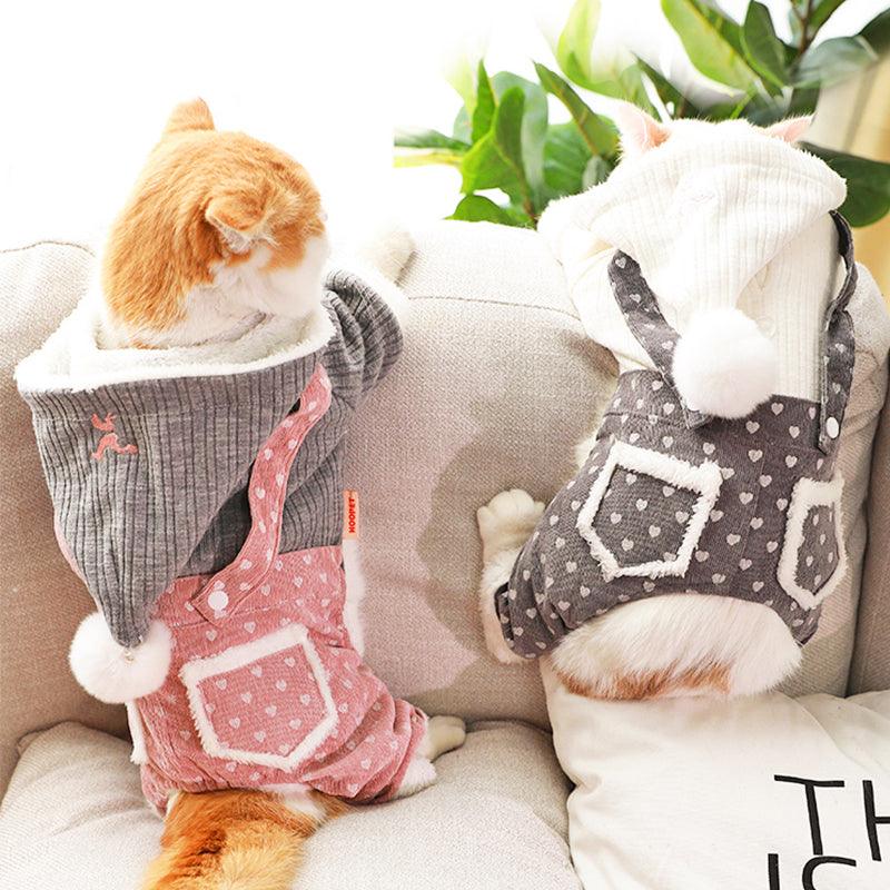 HKM-2960445 Cozy Thick Polyester and Wool Pet Outfit for Small Puppies in White and Pink