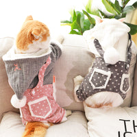 HKM-2960445 Cozy Thick Polyester and Wool Pet Outfit for Small Puppies in White and Pink