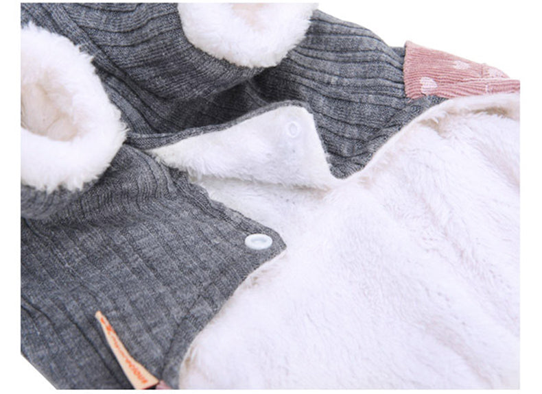 HKM-2960445 Cozy Thick Polyester and Wool Pet Outfit for Small Puppies in White and Pink