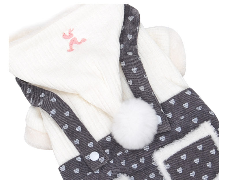 HKM-2960445 Cozy Thick Polyester and Wool Pet Outfit for Small Puppies in White and Pink