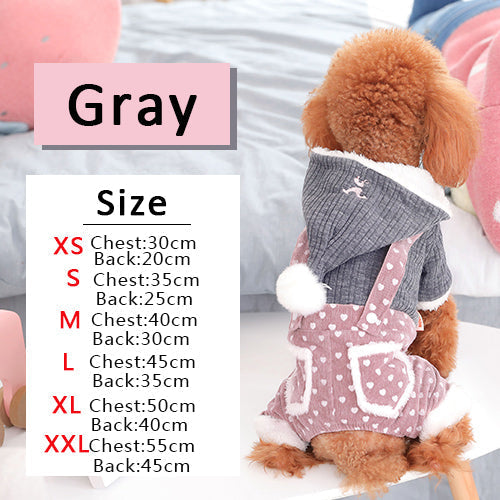 HKM-2960445 Cozy Thick Polyester and Wool Pet Outfit for Small Puppies in White and Pink