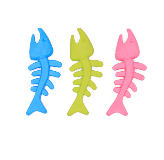 HKM-2960701 Fishbone Shaped Rubber Chew Toy for Dogs - Bite-Resistant Teeth Cleaning and Gum Massage