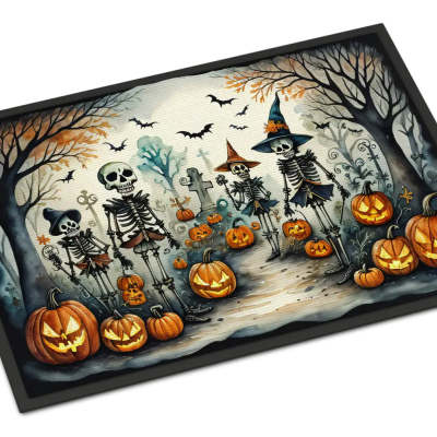 HKM-2961725 Halloween Cartoon Animation Floor Mat - Black Polyester Fiber, Square Shape (Multiple Sizes)