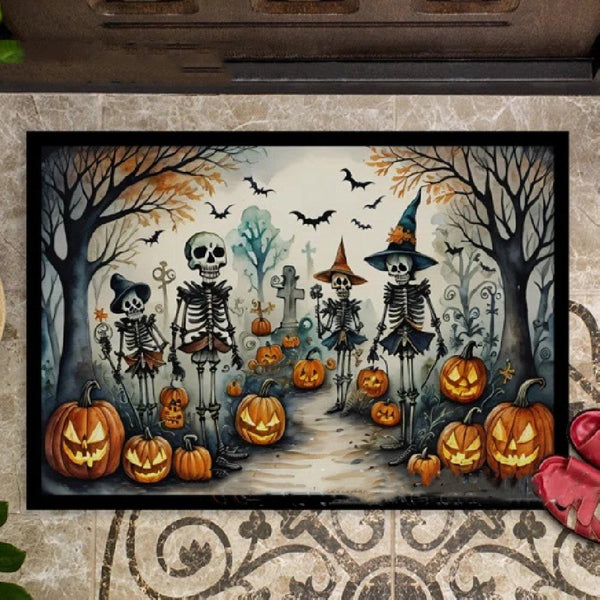 HKM-2961725 Halloween Cartoon Animation Floor Mat - Black Polyester Fiber, Square Shape (Multiple Sizes)