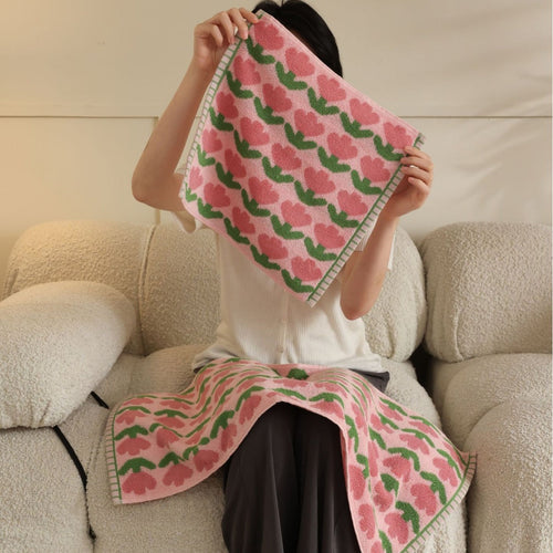 HKM-296275 Xinjiang Long-staple Cotton Small Tulip Towel Set - Soft Powder & Purple Options, 3 Sizes Available