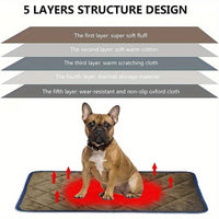 HKM-2963133 Self-Heating Non-Slip Pet Mat with Waterproof Design, 5-Layer Thermal Blanket for Dogs and Cats