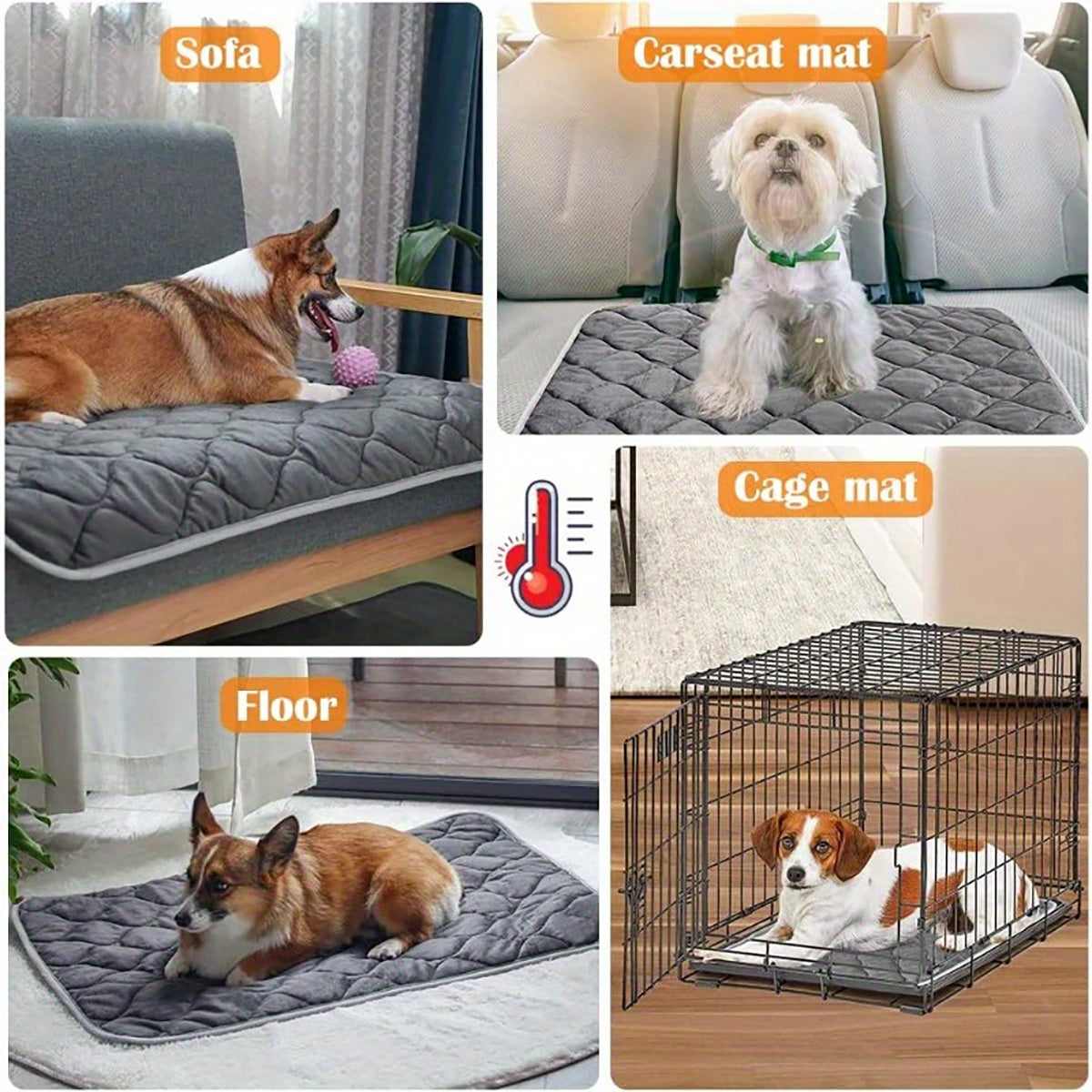 HKM-2963133 Self-Heating Non-Slip Pet Mat with Waterproof Design, 5-Layer Thermal Blanket for Dogs and Cats