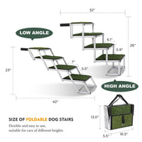 HKM-2964029 Foldable Dog Ramp for Cars and SUVs, Lightweight Non-Slip Pet Stairs, Supports Up to 250lbs, Ideal for Large Dogs