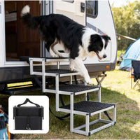HKM-2964029 Foldable Dog Ramp for Cars and SUVs, Lightweight Non-Slip Pet Stairs, Supports Up to 250lbs, Ideal for Large Dogs