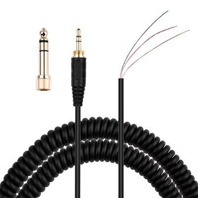 HKM-296403 Black Gold Plated Spring Wire Audio Repair Cable with Plug