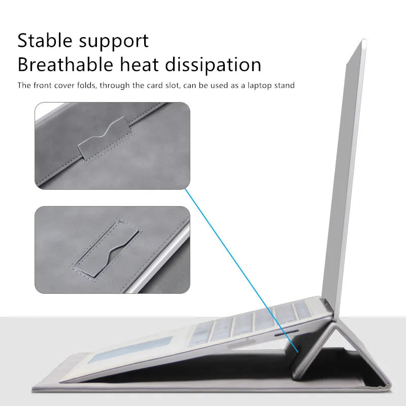 HKM-296403 Luxury PU Leather Laptop Bag Briefcase for 11-15 Inch Devices - Shockproof Design for Macbook, Huawei, Lenovo