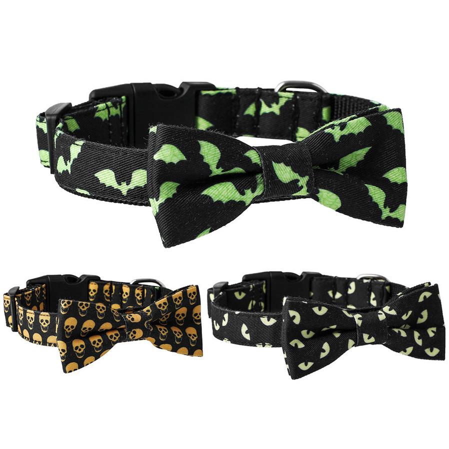 HKM-296403 Skull and Bat Design Durable Nylon Dog Leash and Collar Set