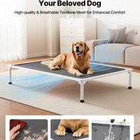 HKM-2964285 Elevated Dog Bed for Large Dogs - Portable Raised Dog Cot with Breathable Teslin Mesh and Aluminum Frame