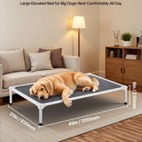 HKM-2964285 Elevated Dog Bed for Large Dogs - Portable Raised Dog Cot with Breathable Teslin Mesh and Aluminum Frame