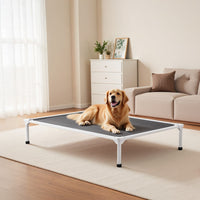 HKM-2964285 Elevated Dog Bed for Large Dogs - Portable Raised Dog Cot with Breathable Teslin Mesh and Aluminum Frame
