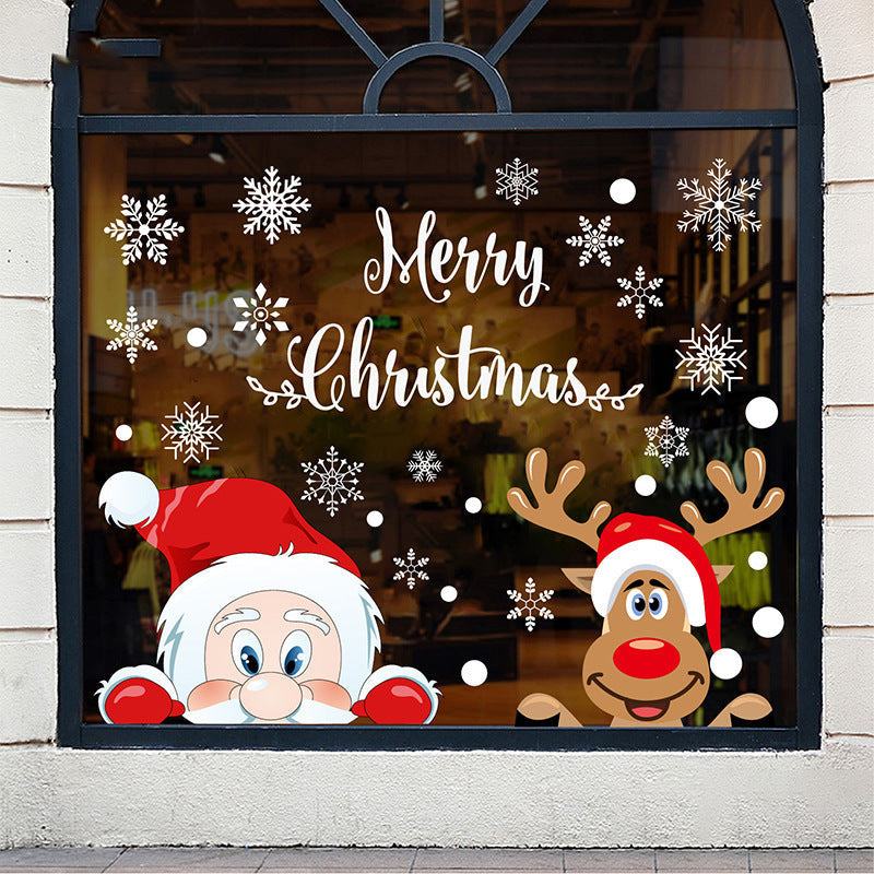 HKM-296467 Christmas Snowflake Static Window Stickers - Waterproof Wall Decals for Festive Decor