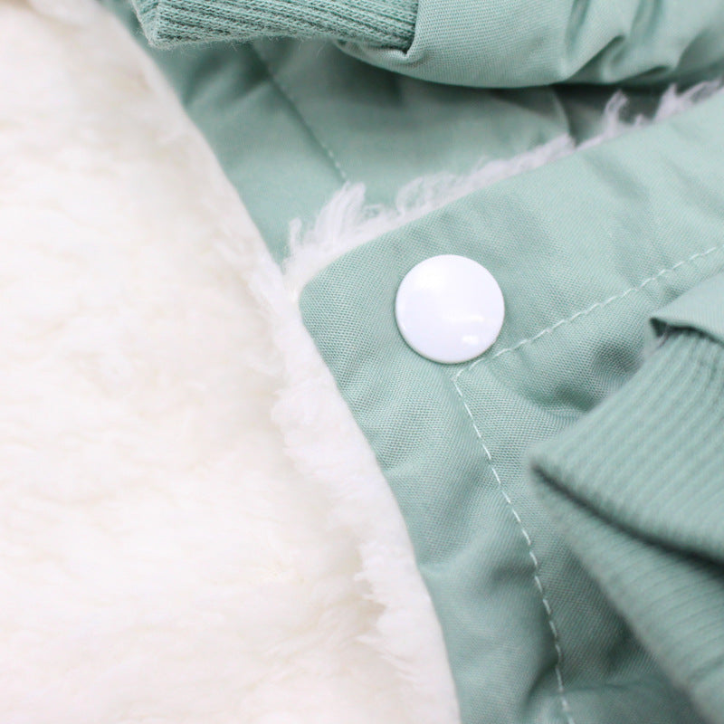 HKM-2965309 Warm Dog Jacket with Padded Double Pockets - British Style, Green and Orange, Sizes XS to XL