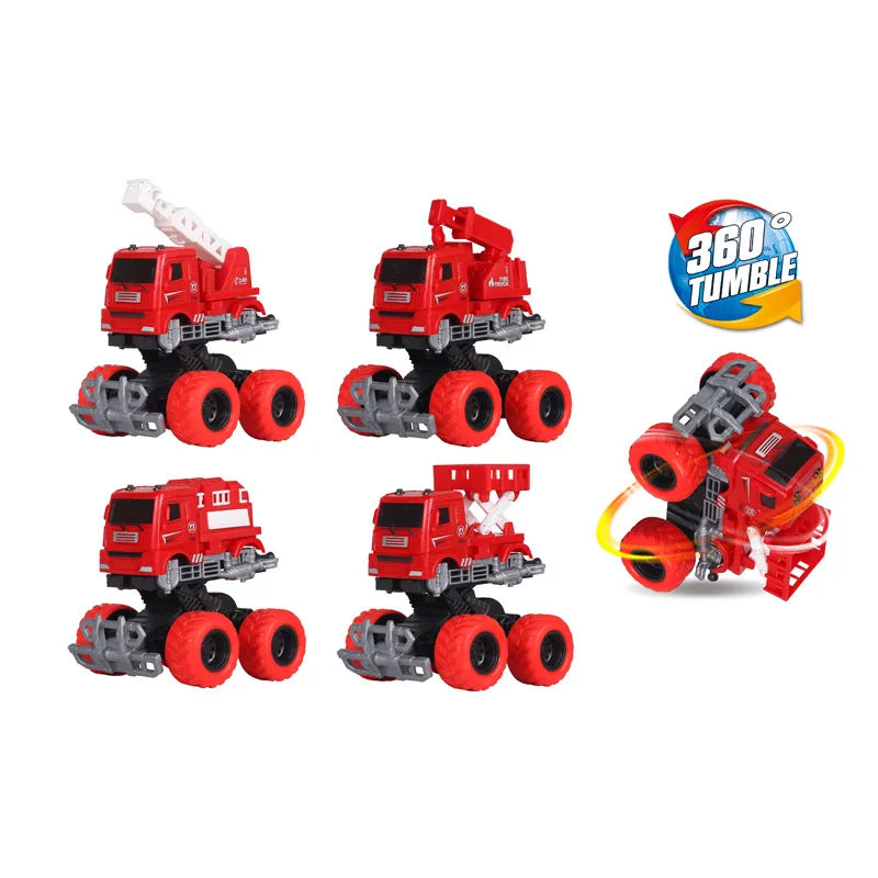 HKM-296659 Friction Fire Engine Truck with Impact Deformable Wheels - Ideal for Kids Ages 2-13