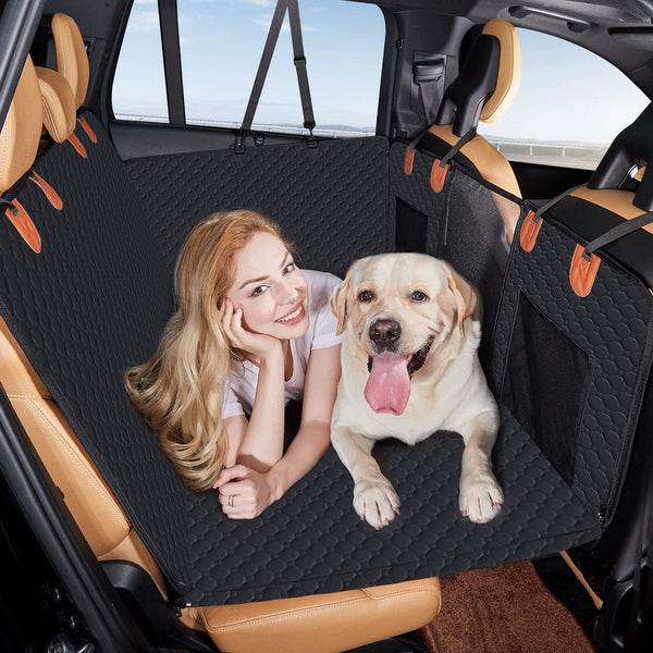 HKM-2967485 Lengthened Vehicle-Mounted Pet Mat Travel Dog Hammock - Honeycomb Pattern Black & Gray, 132x165 Cloth