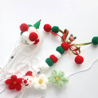 HKM-2967613 Christmas and New Year Handmade Bell Hair Ball Cat Stick and Collar Set
