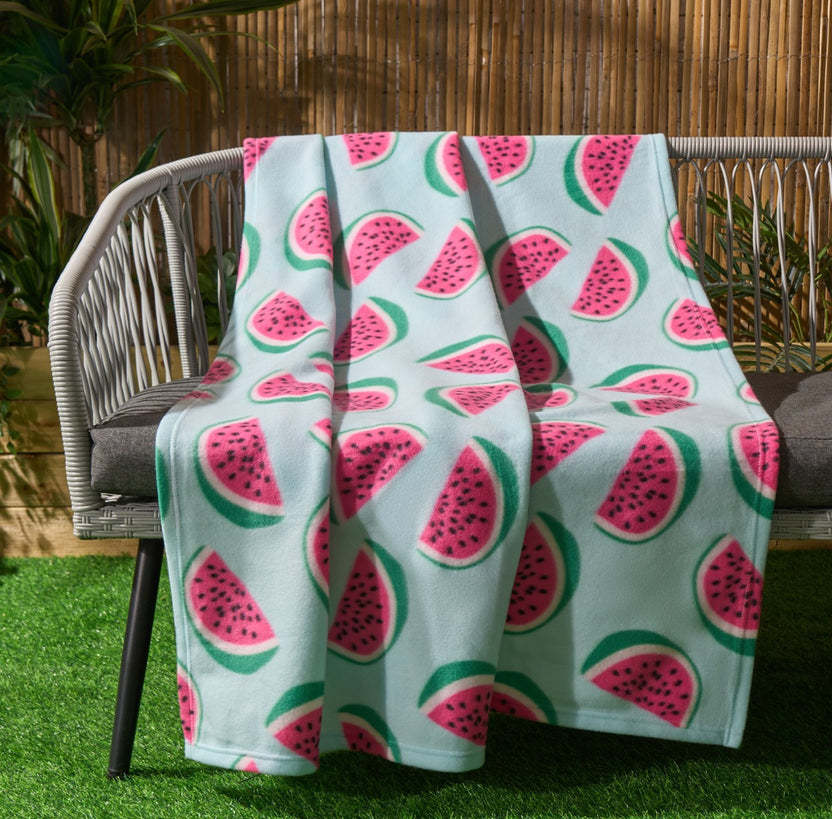 HKM-296851 Watermelon Print Flannel Blanket - 120x150cm Modern Design for Cozy Comfort