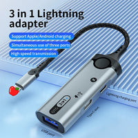 HKM-296915 High-Speed 8-Pin OTG Adapter with USB 3.0 and Type-C Earphone Jack Compatibility
