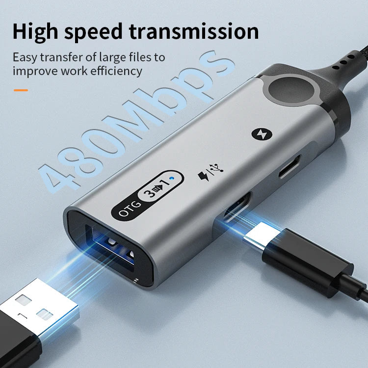 HKM-296915 High-Speed 8-Pin OTG Adapter with USB 3.0 and Type-C Earphone Jack Compatibility