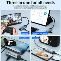 HKM-296915 High-Speed 8-Pin OTG Adapter with USB 3.0 and Type-C Earphone Jack Compatibility